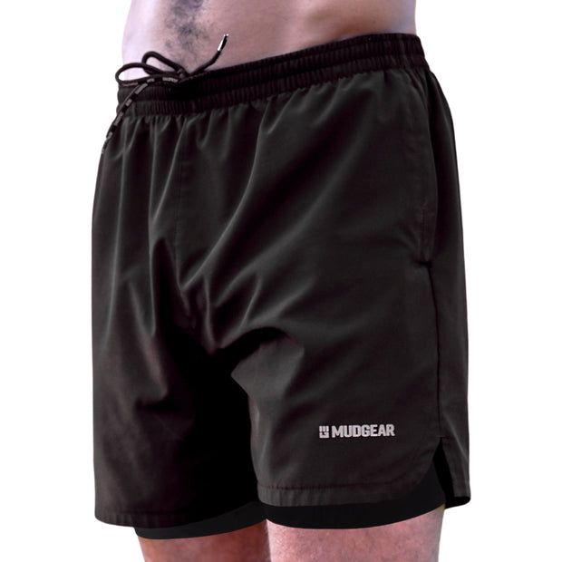 MudGear Men's 2-in-1 Training Shorts - Black