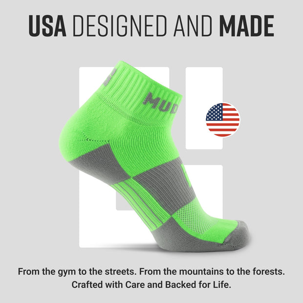 MudGear Quarter (¼) Crew Socks - Neon Green (2 pair pack)