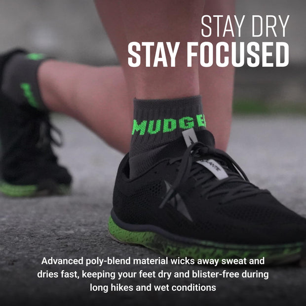 MudGear Quarter (¼) Crew Socks - Gray/Green (2 pair pack)