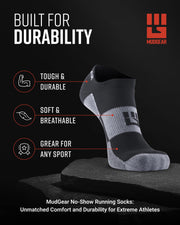 No-Show Running Socks - Black/Gray (2 Pair Pack)