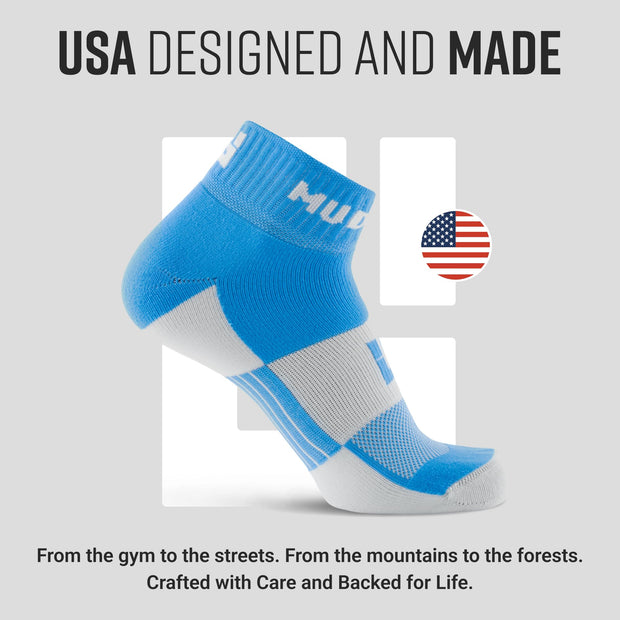 MudGear Quarter (¼) Crew Socks - Neon Blue (2 pair pack)
