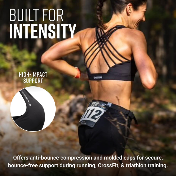 Women's Performance Sports Bra with Pockets - Black