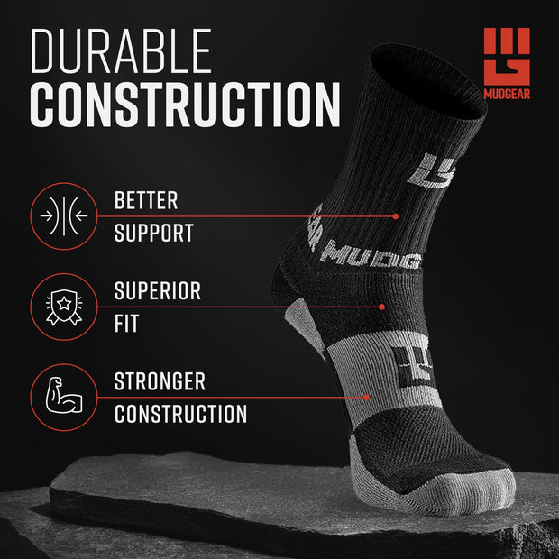 Performance Hiking/Trekking Sock - Black/Gray (2 Pair Pack)