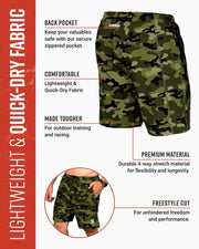 Men's Freestyle Running Shorts (Green Camo)