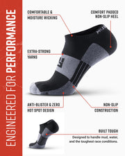 No-Show Running Socks - Black/Gray (2 Pair Pack)
