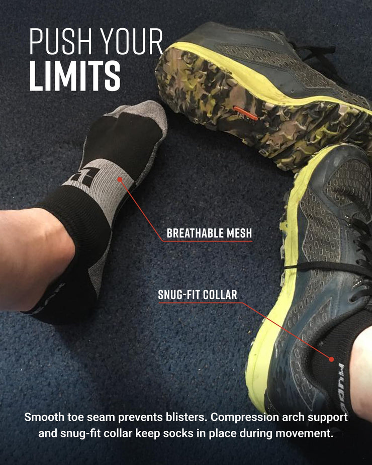 No-Show Running Socks - Black/Gray (2 Pair Pack)