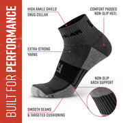 MudGear Quarter (¼) Crew Socks - Gray/Black (2 pair pack)