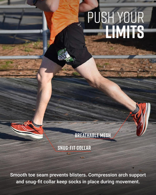 No-Show Running Socks - Gray/Black (2 Pair Pack)