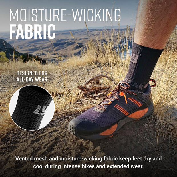 Performance Hiking/Trekking Sock - Black/Gray (2 Pair Pack)