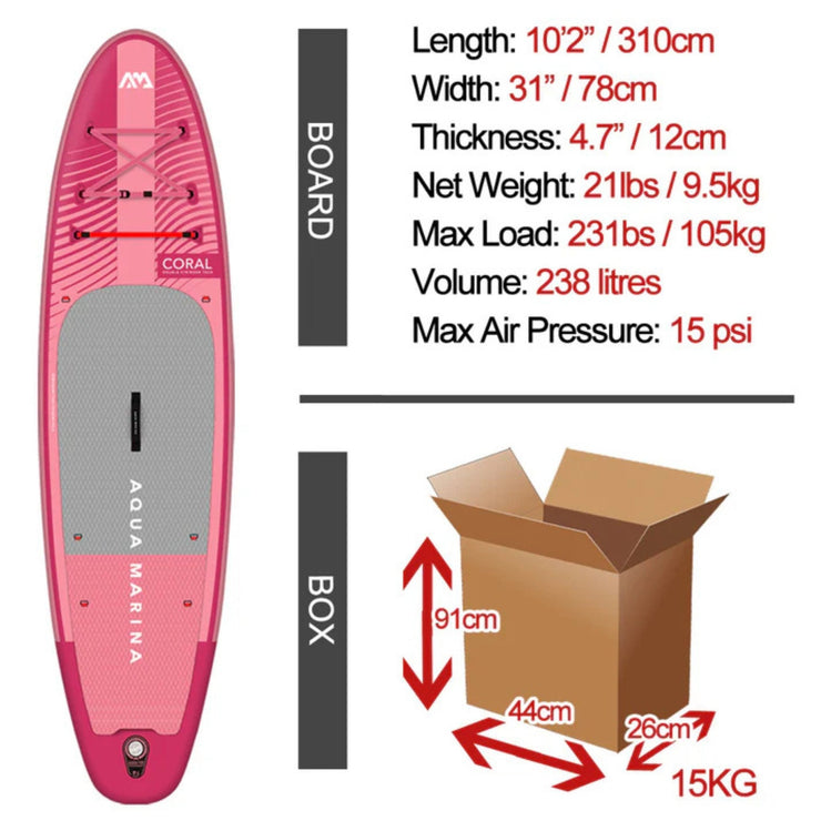 Aqua Marina Coral 10'2" Advanced Stinger-Tech All Round SUP Combo