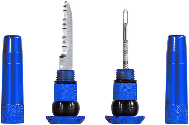 MUC-OFF STEALTH TUBELESS PUNCTURE PLUGS TIRE REPAIR KIT - BAR-END MOUNT BLUE PAIR