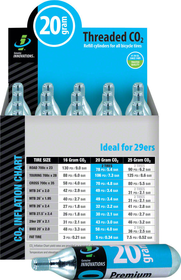 Genuine Innovations C02 Cartridges - 20g Threaded Box of 20