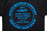 State Bicycle Co. - "Manufacturing The Finest" - Premium T-Shirt (Black / Blue)