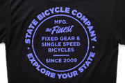 State Bicycle Co. - "Manufacturing The Finest" - Premium T-Shirt (Black / Purple)