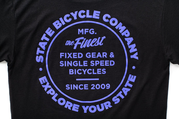 State Bicycle Co. - "Manufacturing The Finest" - Premium T-Shirt (Black / Purple)