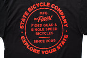 State Bicycle Co. - "Manufacturing The Finest" - Premium T-Shirt (Black / Red)
