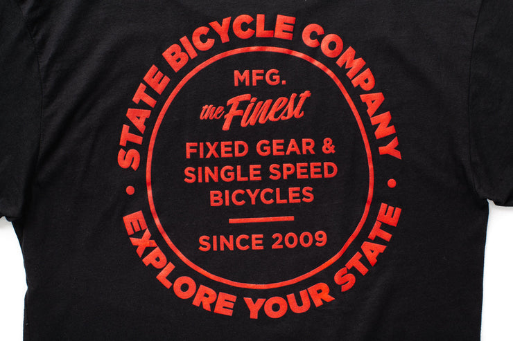 State Bicycle Co. - "Manufacturing The Finest" - Premium T-Shirt (Black / Red)