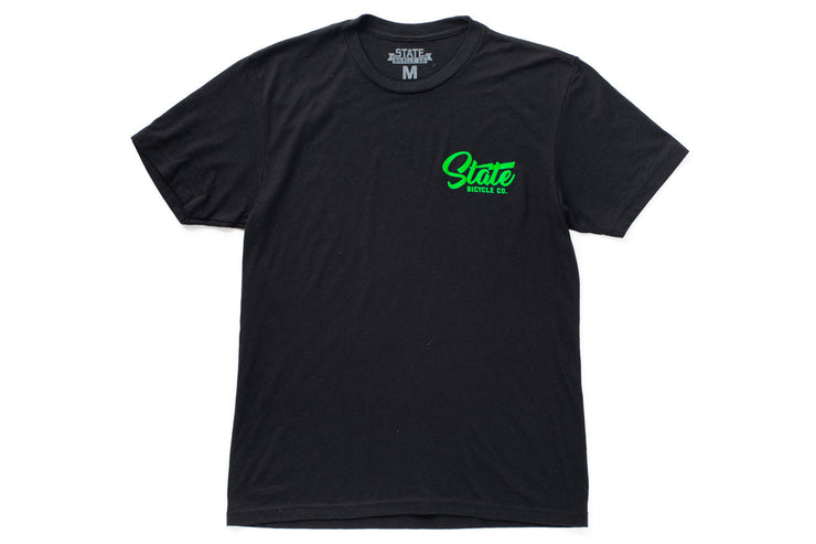 State Bicycle Co. - "Manufacturing The Finest" - Premium T-Shirt (Black / Slime-Green)