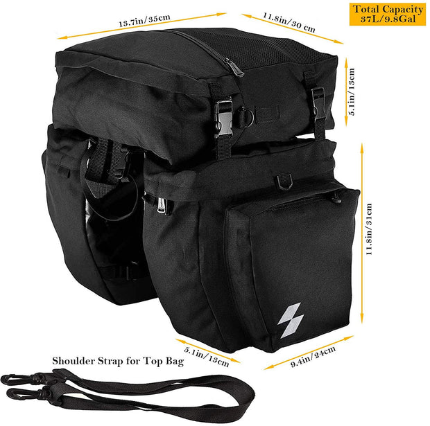 Electric Bike Pannier - 3 in 1 Rear Rack Bags