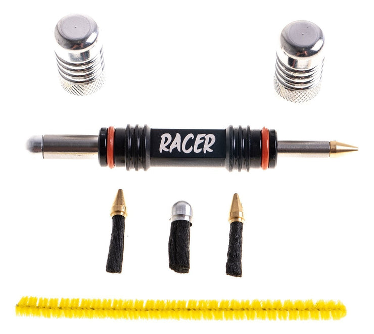 RACER - BLACK W/ POLISH CAPS ANODIZED, DYNAPLUG RACER TUBELESS BICYCLE TIRE REPAIR KIT