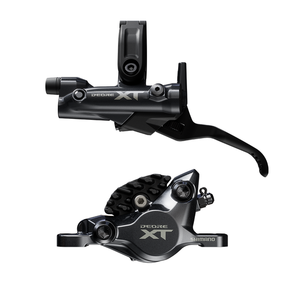 Shimano XT 2-Piston BL- M8200/BR-M8200 Disc Brake and Lever - Front 1000mm, Hydraulic, Post Mount, Finned Metal Pads, Gray