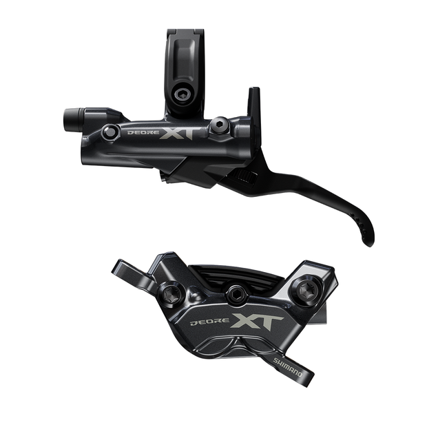 Shimano XT 4-Piston BL- M8200/BR-M8220 Disc Brake and Lever - Front 1000mm, Hydraulic, Post Mount, Finned Metal Pads, Gray