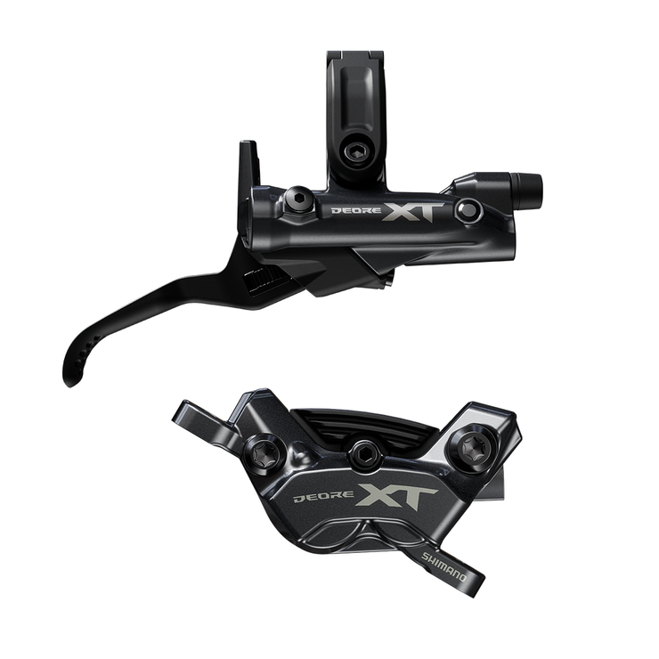 Shimano XT 4-Piston BL- M8200/BR-M8220 Disc Brake and Lever - Rear 1700mm, Hydraulic, Post Mount, Finned Metal Pads, Gray