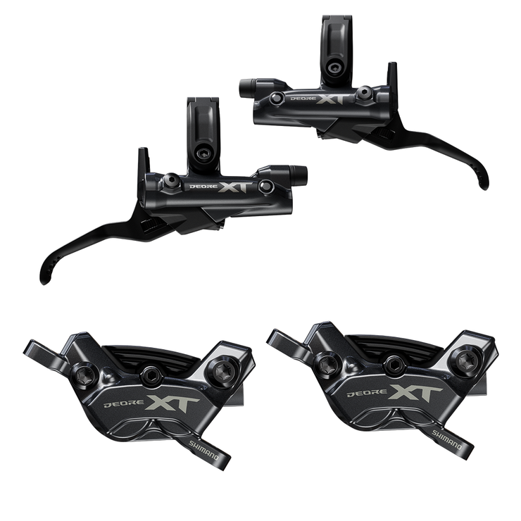 Shimano XT 4-Piston Brake Upgrade Kit, M8220 Front 1000 Rear 1700, Resin & Metal Pads