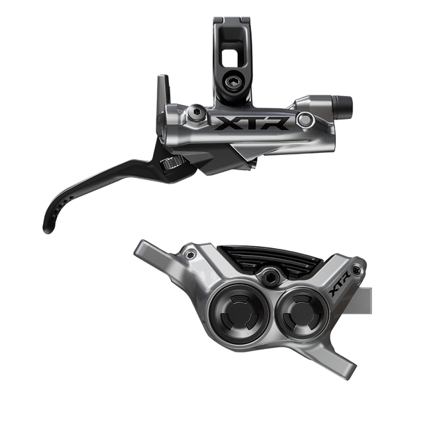 Shimano XTR M9220 Enduro Disc Brake and Lever - Right/Rear, Post Mount, 4-Piston Caliper, SM-BH90-SBM Hose, Finned Metal
