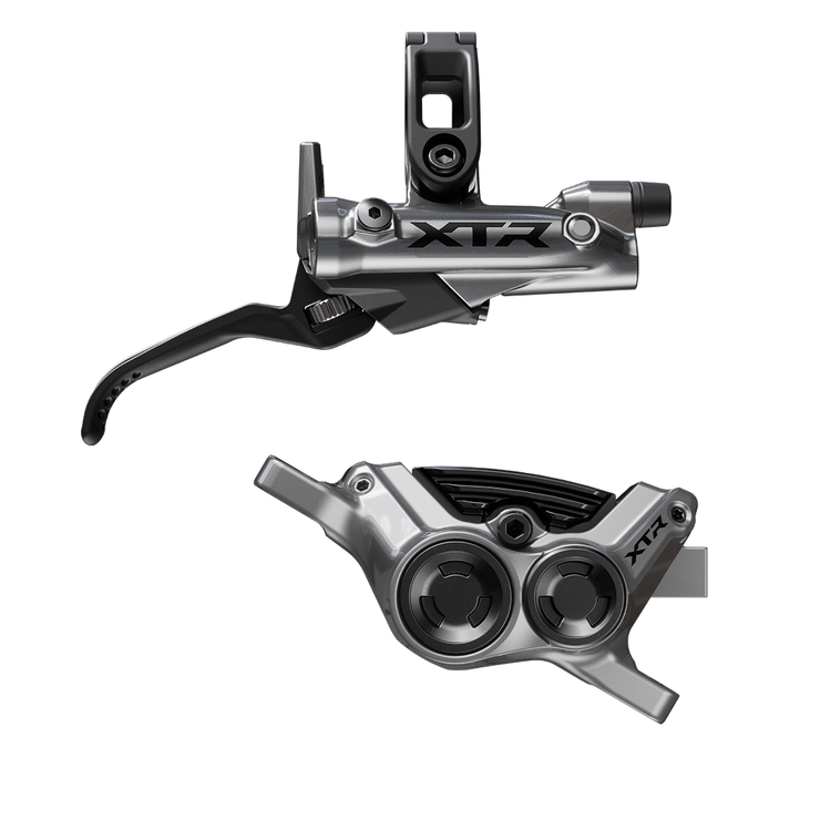 Shimano XTR M9220 Enduro Disc Brake and Lever - Right/Rear, Post Mount, 4-Piston Caliper, SM-BH90-SBM Hose, Finned Metal