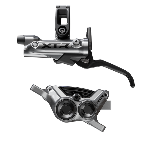 Shimano XTR M9220 Enduro Disc Brake and Lever - Left/Front, Post Mount, 4-Piston Caliper, SM-BH90-SBM Hose, Finned Metal